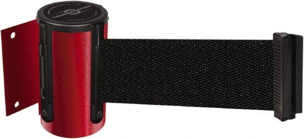 Tensator - 4-1/2" High x 13' Long x 2" Wide Wall Mount Barrier - Steel, Red Powdercoat Finish, Red, Use with 898 Wall Receiver - USA Tool & Supply