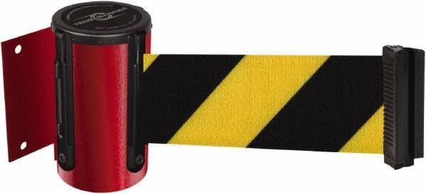 Tensator - 4-1/2" High x 13' Long x 2" Wide Wall Mount Barrier - Steel, Red Powdercoat Finish, Red, Use with 898 Wall Receiver - USA Tool & Supply