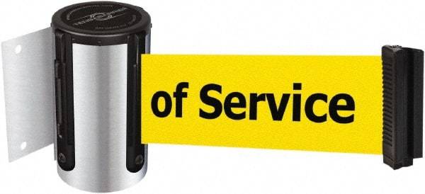 Tensator - 4-1/2" High x 7.5' Long x 2" Wide Wall Mount Barrier - Steel, Polished Chrome Finish, Chrome, Use with 898 Wall Receiver - USA Tool & Supply