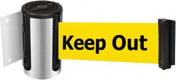 Tensator - 4-1/2" High x 7.5' Long x 2" Wide Wall Mount Barrier - Steel, Polished Chrome Finish, Chrome, Use with 898 Wall Receiver - USA Tool & Supply