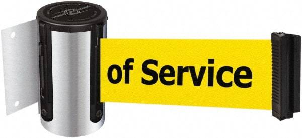 Tensator - 4-1/2" High x 13' Long x 2" Wide Wall Mount Barrier - Steel, Polished Chrome Finish, Chrome, Use with 898 Wall Receiver - USA Tool & Supply