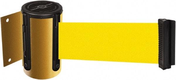 Tensator - 4-1/2" High x 13' Long x 2" Wide Wall Mount Barrier - Steel, Yellow Powdercoat Finish, Yellow, Use with 898 Wall Receiver - USA Tool & Supply