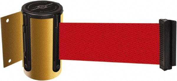 Tensator - 4-1/2" High x 13' Long x 2" Wide Wall Mount Barrier - Steel, Yellow Powdercoat Finish, Yellow, Use with 898 Wall Receiver - USA Tool & Supply