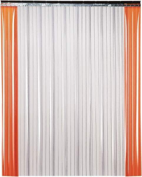 TMI, LLC - 6' Door Width x 8' Door Height PVC Ribbed Strip Door Kit - 8" Strip Width x 0.072" Strip Thickness, Clear, 50% Overlap - USA Tool & Supply