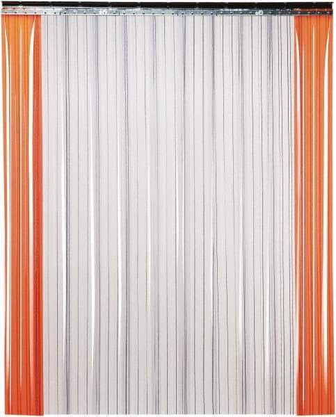 TMI, LLC - 8' Door Width x 8' Door Height PVC Ribbed Strip Door Kit - 8" Strip Width x 0.072" Strip Thickness, Clear, 50% Overlap - USA Tool & Supply