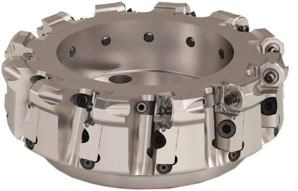 Seco - 200mm Cut Diam, 6mm Max Depth, 2.3622" Arbor Hole, 12 Inserts, ONMU09 Insert Style, Indexable Copy Face Mill - L220.48 Cutter Style, 3.1496 High, Series Doubleoctomill - USA Tool & Supply