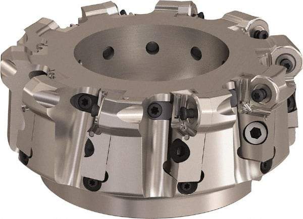 Seco - 160mm Cut Diam, 6mm Max Depth, 1.5748" Arbor Hole, 10 Inserts, ONMU09 Insert Style, Indexable Copy Face Mill - L220.48 Cutter Style, 3.1496 High, Series Doubleoctomill - USA Tool & Supply
