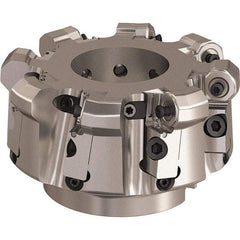 Seco - 125mm Cut Diam, 6mm Max Depth, 1.5748" Arbor Hole, 8 Inserts, ONMU09 Insert Style, Indexable Copy Face Mill - L220.48 Cutter Style, 2.4803 High, Series Doubleoctomill - USA Tool & Supply