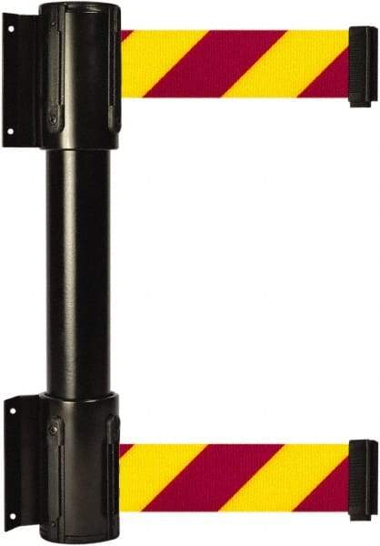 Tensator - 16.64" High x 156" Long x 3" Wide Barrier Dual Line Wall Mount - Steel, Black Powdercoat Finish, Black, Use with 898 Wall Receiver - USA Tool & Supply