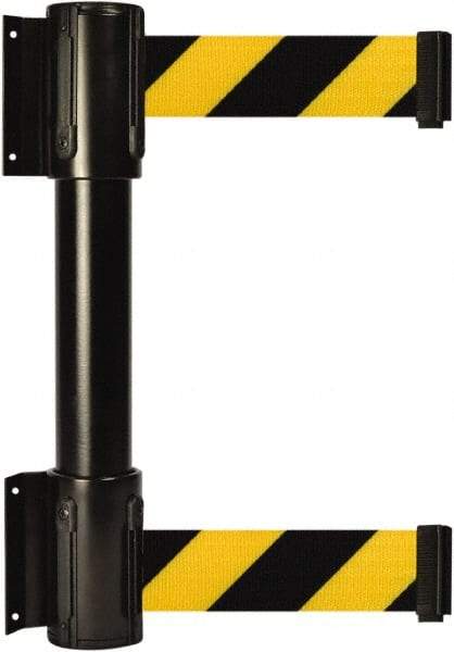 Tensator - 16.64" High x 89" Long x 3" Wide Barrier Dual Line Wall Mount - Steel, Black Powdercoat Finish, Black, Use with 898 Wall Receiver - USA Tool & Supply