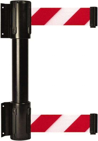 Tensator - 16.64" High x 89" Long x 3" Wide Barrier Dual Line Wall Mount - Steel, Black Powdercoat Finish, Black, Use with 898 Wall Receiver - USA Tool & Supply
