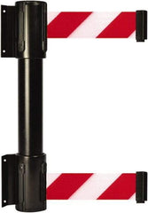 Tensator - 16.64" High x 89" Long x 3" Wide Barrier Dual Line Wall Mount - Steel, Black Powdercoat Finish, Black, Use with 898 Wall Receiver - USA Tool & Supply