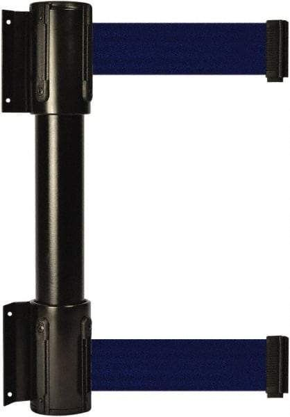 Tensator - 16.64" High x 89" Long x 3" Wide Barrier Dual Line Wall Mount - Steel, Black Powdercoat Finish, Black, Use with 898 Wall Receiver - USA Tool & Supply