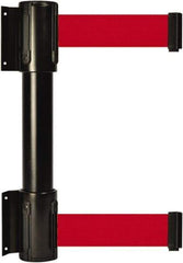 Tensator - 16.64" High x 156" Long x 3" Wide Barrier Dual Line Wall Mount - Steel, Black Powdercoat Finish, Black, Use with 898 Wall Receiver - USA Tool & Supply