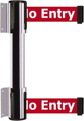 Tensator - 16.64" High x 156" Long x 3" Wide Barrier Dual Line Wall Mount - Steel, Polished Chrome Finish, Polished Chrome, Use with 898 Wall Receiver - USA Tool & Supply