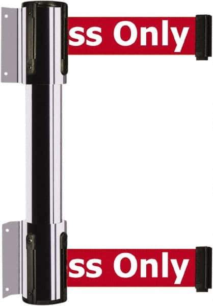 Tensator - 16.64" High x 89" Long x 3" Wide Barrier Dual Line Wall Mount - Steel, Polished Chrome Finish, Polished Chrome, Use with 898 Wall Receiver - USA Tool & Supply