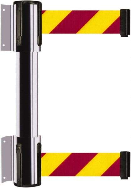 Tensator - 16.64" High x 89" Long x 3" Wide Barrier Dual Line Wall Mount - Steel, Polished Chrome Finish, Polished Chrome, Use with 898 Wall Receiver - USA Tool & Supply