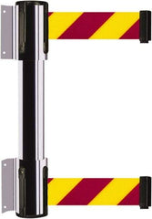 Tensator - 16.64" High x 89" Long x 3" Wide Barrier Dual Line Wall Mount - Steel, Polished Chrome Finish, Polished Chrome, Use with 898 Wall Receiver - USA Tool & Supply