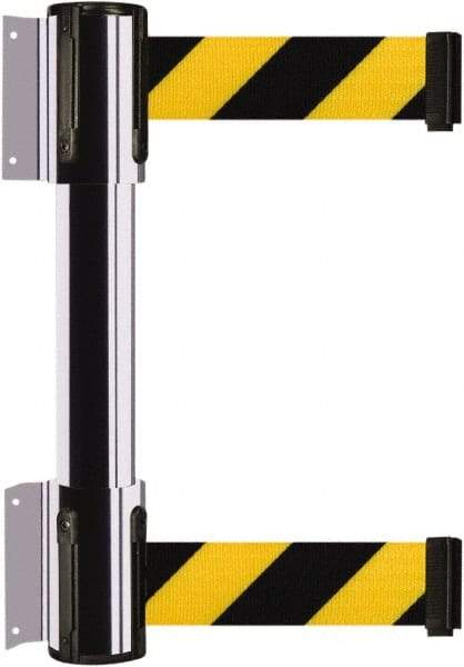 Tensator - 16.64" High x 89" Long x 3" Wide Barrier Dual Line Wall Mount - Steel, Polished Chrome Finish, Polished Chrome, Use with 898 Wall Receiver - USA Tool & Supply