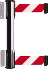 Tensator - 16.64" High x 89" Long x 3" Wide Barrier Dual Line Wall Mount - Steel, Polished Chrome Finish, Polished Chrome, Use with 898 Wall Receiver - USA Tool & Supply