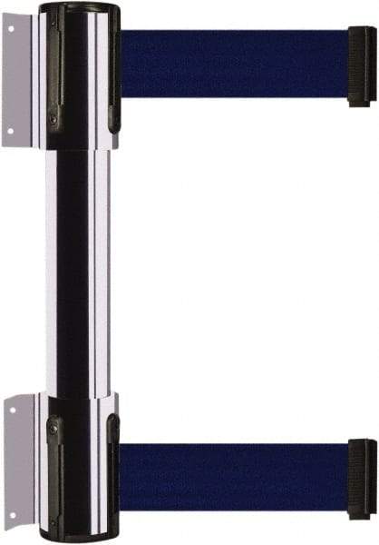 Tensator - 16.64" High x 89" Long x 3" Wide Barrier Dual Line Wall Mount - Steel, Polished Chrome Finish, Polished Chrome, Use with 898 Wall Receiver - USA Tool & Supply
