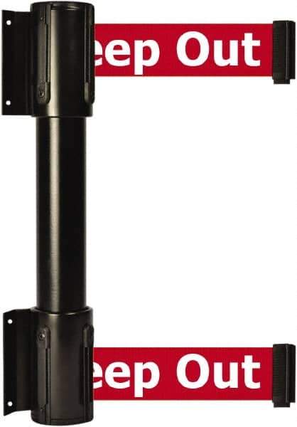 Tensator - 16.64" High x 89" Long x 3" Wide Barrier Dual Line Wall Mount - Steel, Black Powdercoat Finish, Black, Use with 898 Wall Receiver - USA Tool & Supply