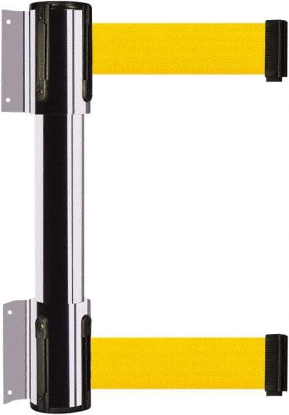 Tensator - 16.64" High x 89" Long x 3" Wide Barrier Dual Line Wall Mount - Steel, Polished Chrome Finish, Polished Chrome, Use with 898 Wall Receiver - USA Tool & Supply
