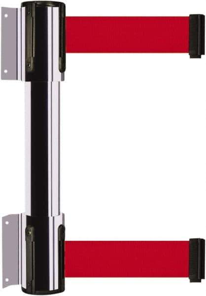 Tensator - 16.64" High x 156" Long x 3" Wide Barrier Dual Line Wall Mount - Steel, Polished Chrome Finish, Polished Chrome, Use with 898 Wall Receiver - USA Tool & Supply