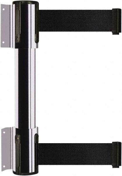 Tensator - 16.64" High x 89" Long x 3" Wide Barrier Dual Line Wall Mount - Steel, Polished Chrome Finish, Polished Chrome, Use with 898 Wall Receiver - USA Tool & Supply