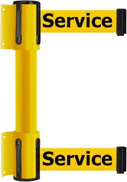 Tensator - 16.64" High x 89" Long x 3" Wide Barrier Dual Line Wall Mount - Steel, Yellow Powdercoat Finish, Yellow, Use with 898 Wall Receiver - USA Tool & Supply