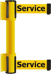 Tensator - 16.64" High x 89" Long x 3" Wide Barrier Dual Line Wall Mount - Steel, Yellow Powdercoat Finish, Yellow, Use with 898 Wall Receiver - USA Tool & Supply
