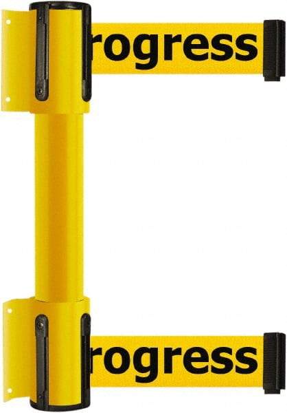 Tensator - 16.64" High x 89" Long x 3" Wide Barrier Dual Line Wall Mount - Steel, Yellow Powdercoat Finish, Yellow, Use with 898 Wall Receiver - USA Tool & Supply