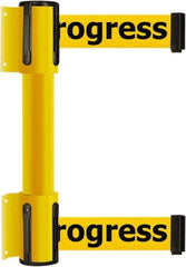 Tensator - 16.64" High x 89" Long x 3" Wide Barrier Dual Line Wall Mount - Steel, Yellow Powdercoat Finish, Yellow, Use with 898 Wall Receiver - USA Tool & Supply