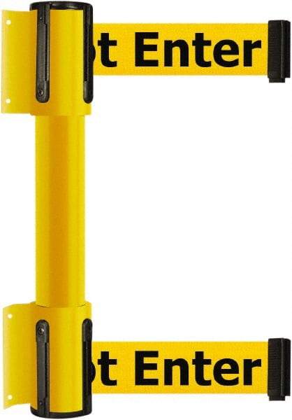 Tensator - 16.64" High x 89" Long x 3" Wide Barrier Dual Line Wall Mount - Steel, Yellow Powdercoat Finish, Yellow, Use with 898 Wall Receiver - USA Tool & Supply