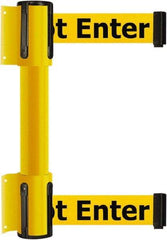 Tensator - 16.64" High x 89" Long x 3" Wide Barrier Dual Line Wall Mount - Steel, Yellow Powdercoat Finish, Yellow, Use with 898 Wall Receiver - USA Tool & Supply