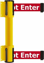 Tensator - 16.64" High x 89" Long x 3" Wide Barrier Dual Line Wall Mount - Steel, Yellow Powdercoat Finish, Yellow, Use with 898 Wall Receiver - USA Tool & Supply