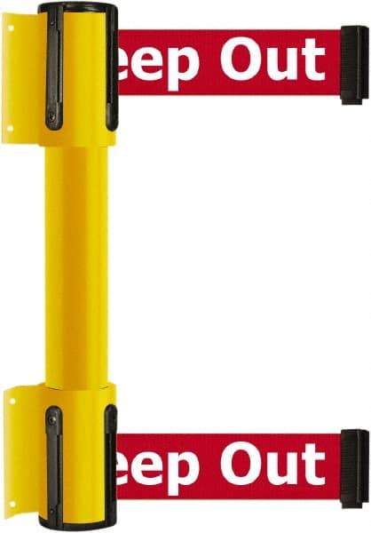 Tensator - 16.64" High x 156" Long x 3" Wide Barrier Dual Line Wall Mount - Steel, Yellow Powdercoat Finish, Yellow, Use with 898 Wall Receiver - USA Tool & Supply