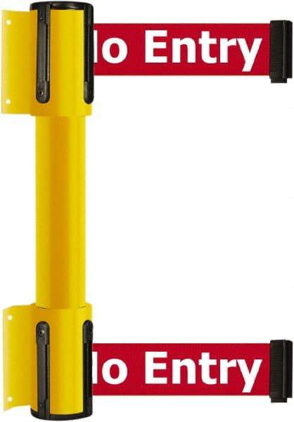 Tensator - 16.64" High x 89" Long x 3" Wide Barrier Dual Line Wall Mount - Steel, Yellow Powdercoat Finish, Yellow, Use with 898 Wall Receiver - USA Tool & Supply