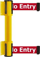Tensator - 16.64" High x 89" Long x 3" Wide Barrier Dual Line Wall Mount - Steel, Yellow Powdercoat Finish, Yellow, Use with 898 Wall Receiver - USA Tool & Supply