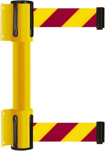 Tensator - 16.64" High x 156" Long x 3" Wide Barrier Dual Line Wall Mount - Steel, Yellow Powdercoat Finish, Yellow, Use with 898 Wall Receiver - USA Tool & Supply