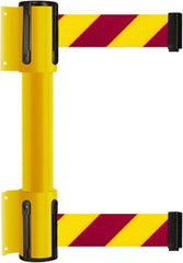 Tensator - 16.64" High x 89" Long x 3" Wide Barrier Dual Line Wall Mount - Steel, Yellow Powdercoat Finish, Yellow, Use with 898 Wall Receiver - USA Tool & Supply