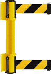 Tensator - 16.64" High x 89" Long x 3" Wide Barrier Dual Line Wall Mount - Steel, Yellow Powdercoat Finish, Yellow, Use with 898 Wall Receiver - USA Tool & Supply