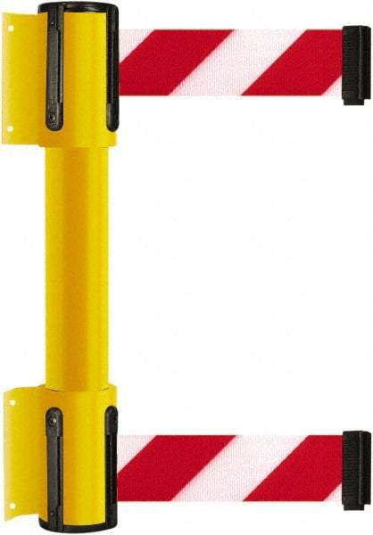 Tensator - 16.64" High x 156" Long x 3" Wide Barrier Dual Line Wall Mount - Steel, Yellow Powdercoat Finish, Yellow, Use with 898 Wall Receiver - USA Tool & Supply