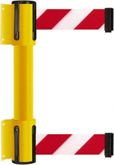 Tensator - 16.64" High x 156" Long x 3" Wide Barrier Dual Line Wall Mount - Steel, Yellow Powdercoat Finish, Yellow, Use with 898 Wall Receiver - USA Tool & Supply