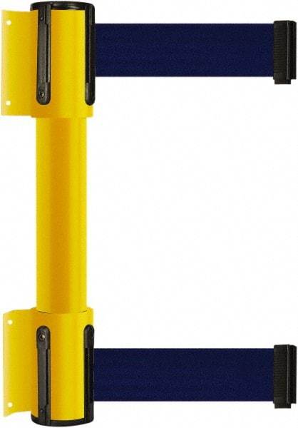 Tensator - 16.64" High x 89" Long x 3" Wide Barrier Dual Line Wall Mount - Steel, Yellow Powdercoat Finish, Yellow, Use with 898 Wall Receiver - USA Tool & Supply