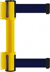 Tensator - 16.64" High x 89" Long x 3" Wide Barrier Dual Line Wall Mount - Steel, Yellow Powdercoat Finish, Yellow, Use with 898 Wall Receiver - USA Tool & Supply