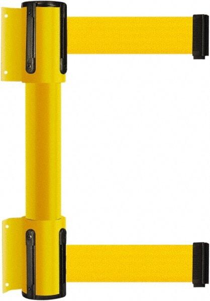 Tensator - 16.64" High x 156" Long x 3" Wide Barrier Dual Line Wall Mount - Steel, Yellow Powdercoat Finish, Yellow, Use with 898 Wall Receiver - USA Tool & Supply