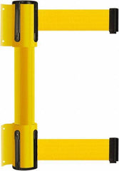 Tensator - 16.64" High x 89" Long x 3" Wide Barrier Dual Line Wall Mount - Steel, Yellow Powdercoat Finish, Yellow, Use with 898 Wall Receiver - USA Tool & Supply