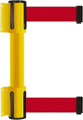 Tensator - 16.64" High x 89" Long x 3" Wide Barrier Dual Line Wall Mount - Steel, Yellow Powdercoat Finish, Yellow, Use with 898 Wall Receiver - USA Tool & Supply