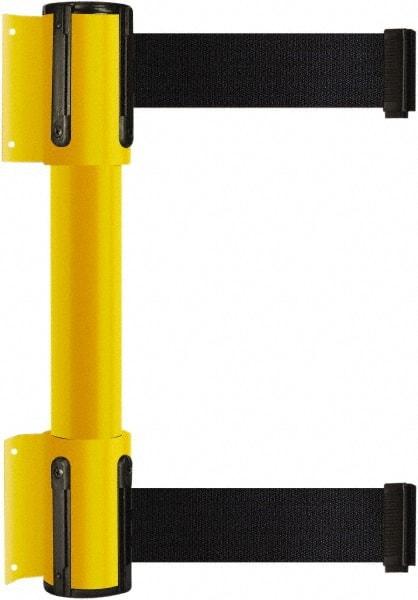 Tensator - 16.64" High x 89" Long x 3" Wide Barrier Dual Line Wall Mount - Steel, Yellow Powdercoat Finish, Yellow, Use with 898 Wall Receiver - USA Tool & Supply